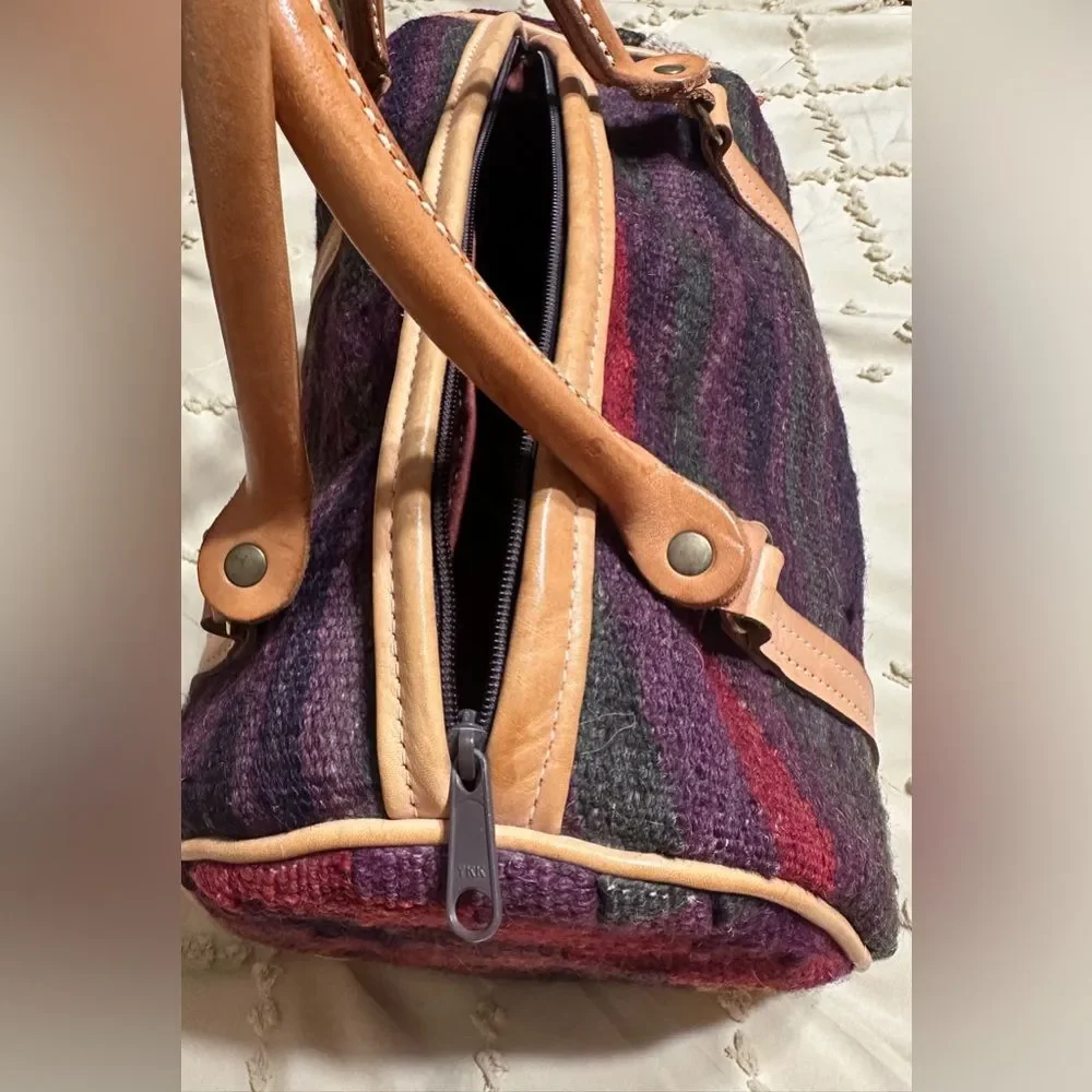 Vintage Custom-made Southwestern Style Woven Wool and Leather